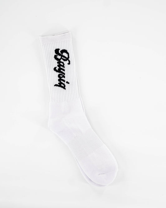 White Cursive Socks